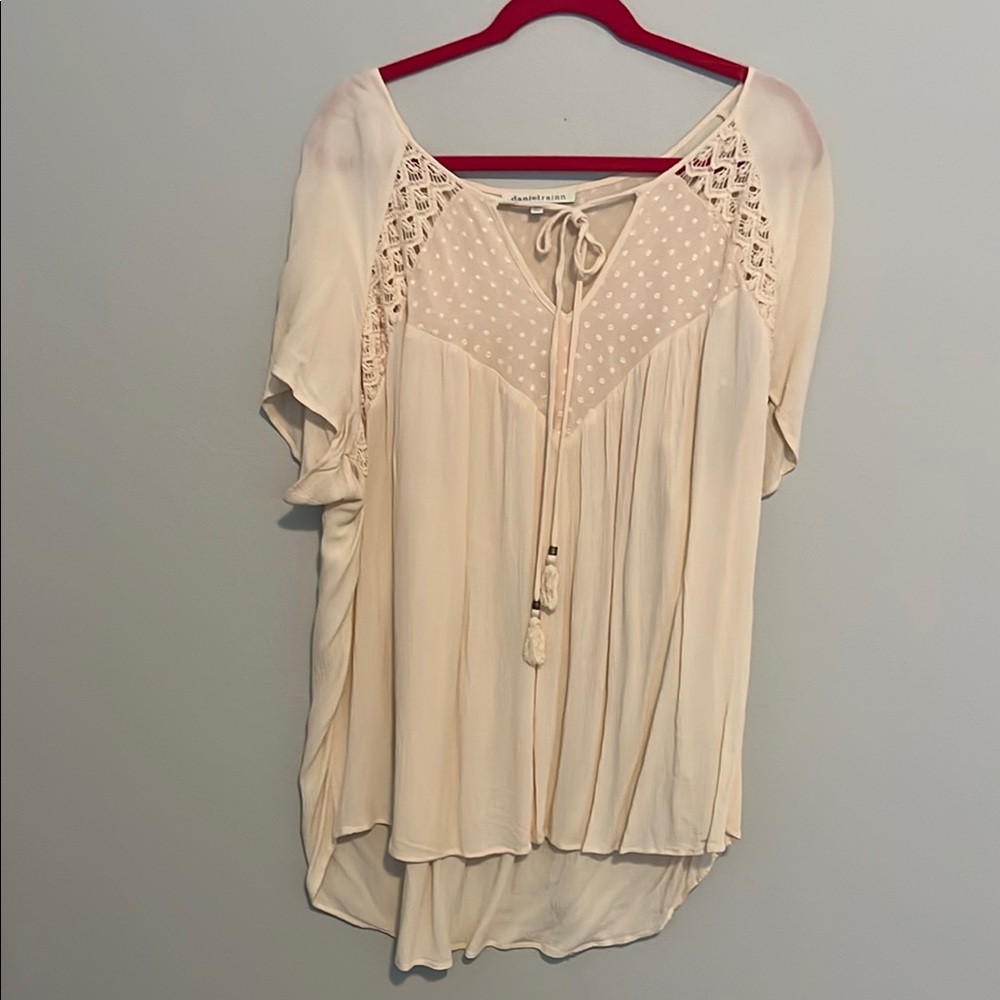 Pink Cream Women's Top with Lace Detail